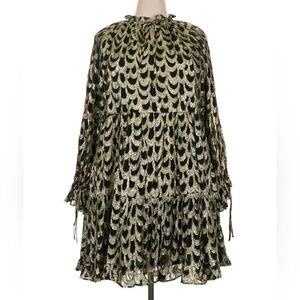 Gibson Latimer Black & Metallic Gold Tiered Dress | Size XXL